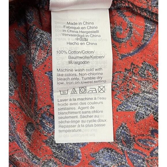 J. Crew Collection Scallop Ruffle Perfect Shirt Poinsettia Paisley Slim Size 0 - Picture 10 of 10